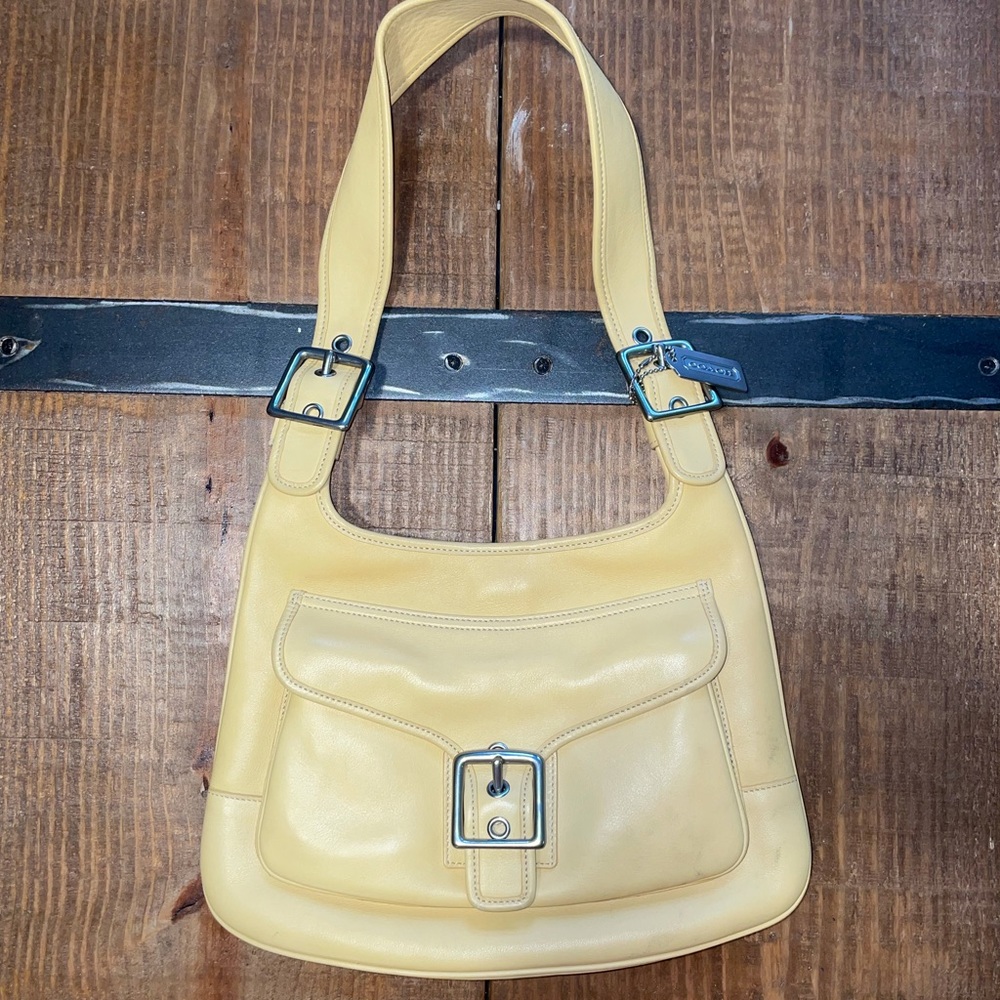 Vintage Coach Leather Handbag in Buttery Yellow